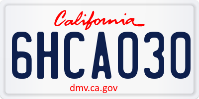 CA license plate 6HCA030
