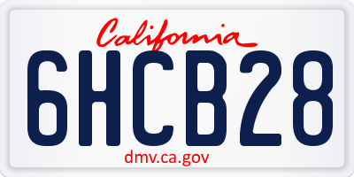 CA license plate 6HCB28