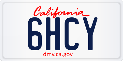 CA license plate 6HCY