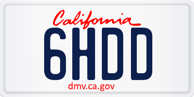 CA license plate 6HDD