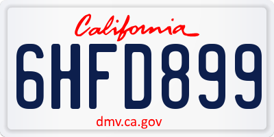 CA license plate 6HFD899