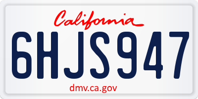 CA license plate 6HJS947
