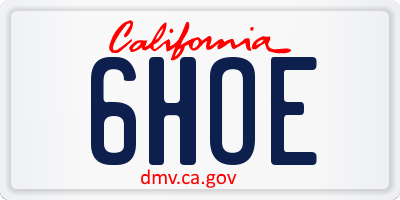 CA license plate 6HOE