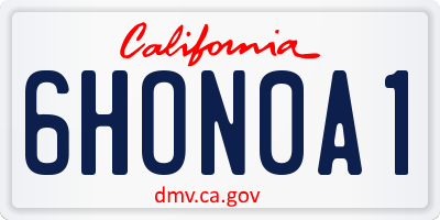 CA license plate 6HON0A1