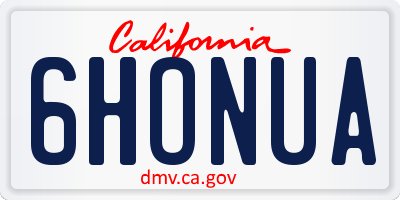 CA license plate 6HONUA