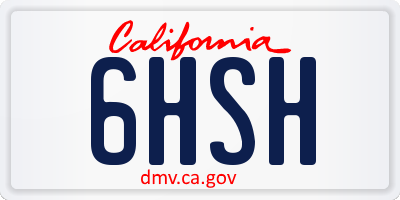 CA license plate 6HSH