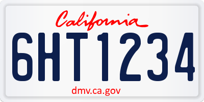 CA license plate 6HT1234