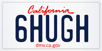 CA license plate 6HUGH