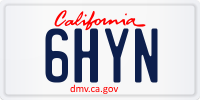 CA license plate 6HYN