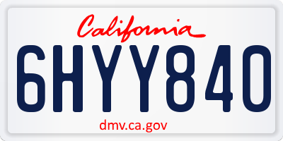 CA license plate 6HYY840