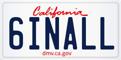 CA license plate 6INALL