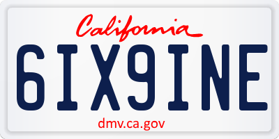 CA license plate 6IX9INE