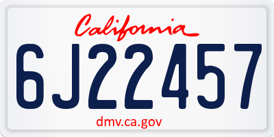 CA license plate 6J22457