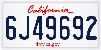 CA license plate 6J49692