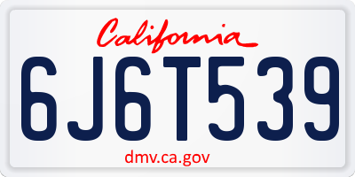 CA license plate 6J6T539