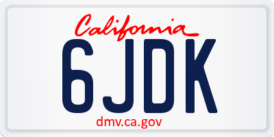 CA license plate 6JDK