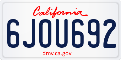 CA license plate 6JOU692