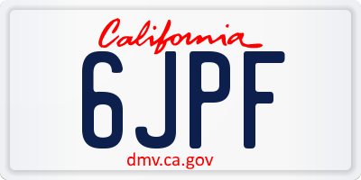 CA license plate 6JPF