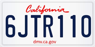 CA license plate 6JTR110