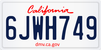 CA license plate 6JWH749
