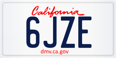 CA license plate 6JZE