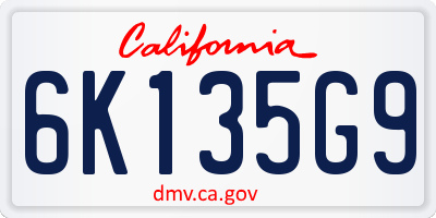 CA license plate 6K135G9