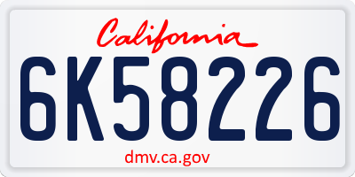 CA license plate 6K58226