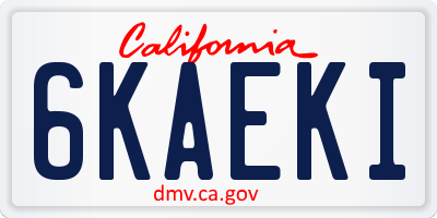 CA license plate 6KAEKI