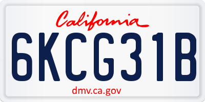 CA license plate 6KCG31B