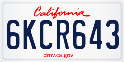 CA license plate 6KCR643