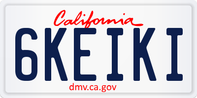 CA license plate 6KEIKI