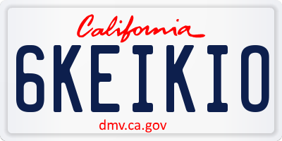 CA license plate 6KEIKIO