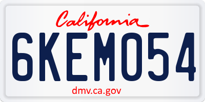CA license plate 6KEM054