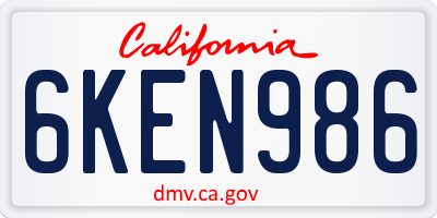 CA license plate 6KEN986