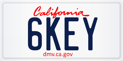 CA license plate 6KEY