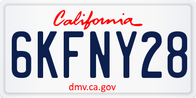 CA license plate 6KFNY28