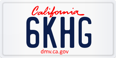 CA license plate 6KHG