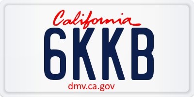 CA license plate 6KKB