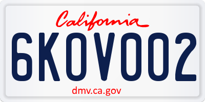 CA license plate 6KOV002
