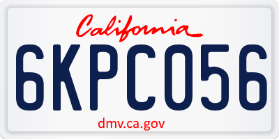 CA license plate 6KPC056