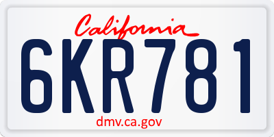 CA license plate 6KR781