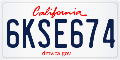 CA license plate 6KSE674