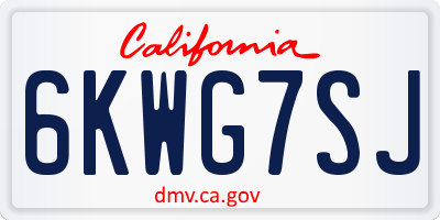 CA license plate 6KWG7SJ