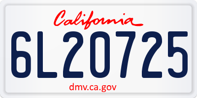 CA license plate 6L20725