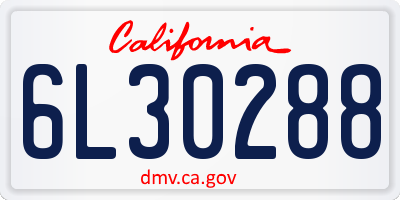 CA license plate 6L30288