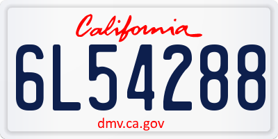 CA license plate 6L54288