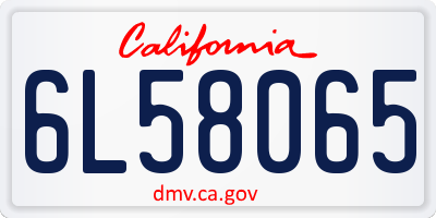 CA license plate 6L58065