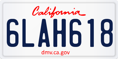 CA license plate 6LAH618