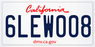 CA license plate 6LEW008