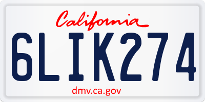 CA license plate 6LIK274